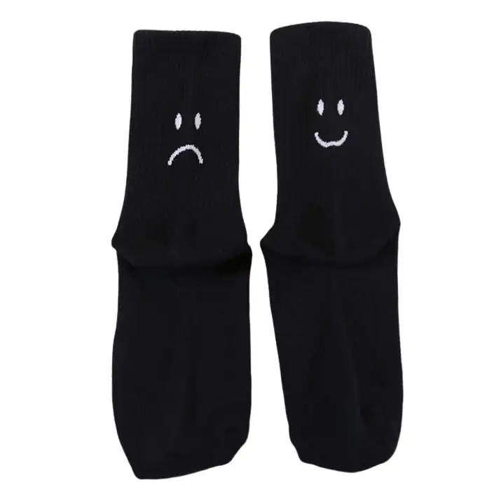 Happy and Sad Face Print Socks