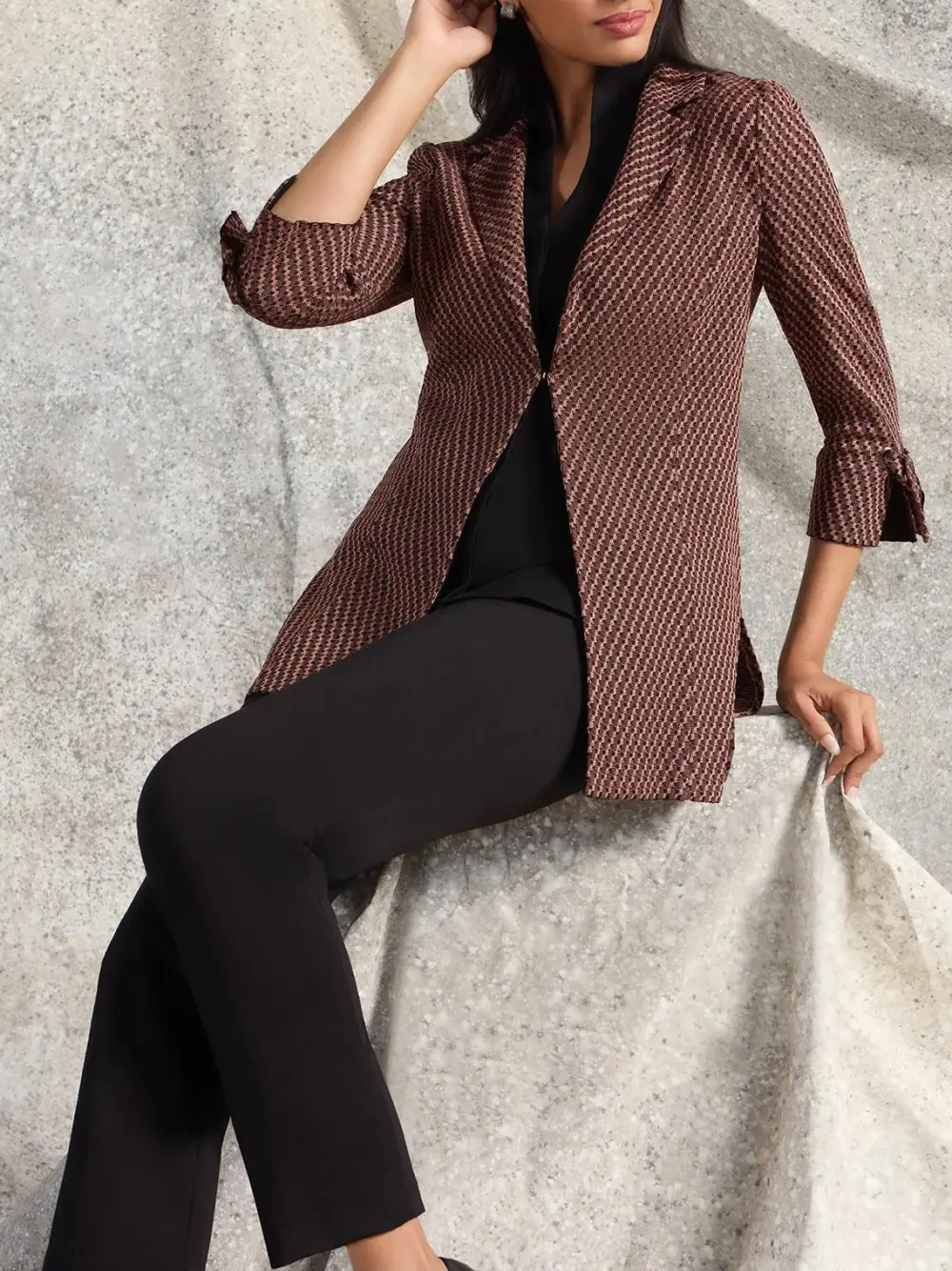 Striped Flip Collar Jacket
