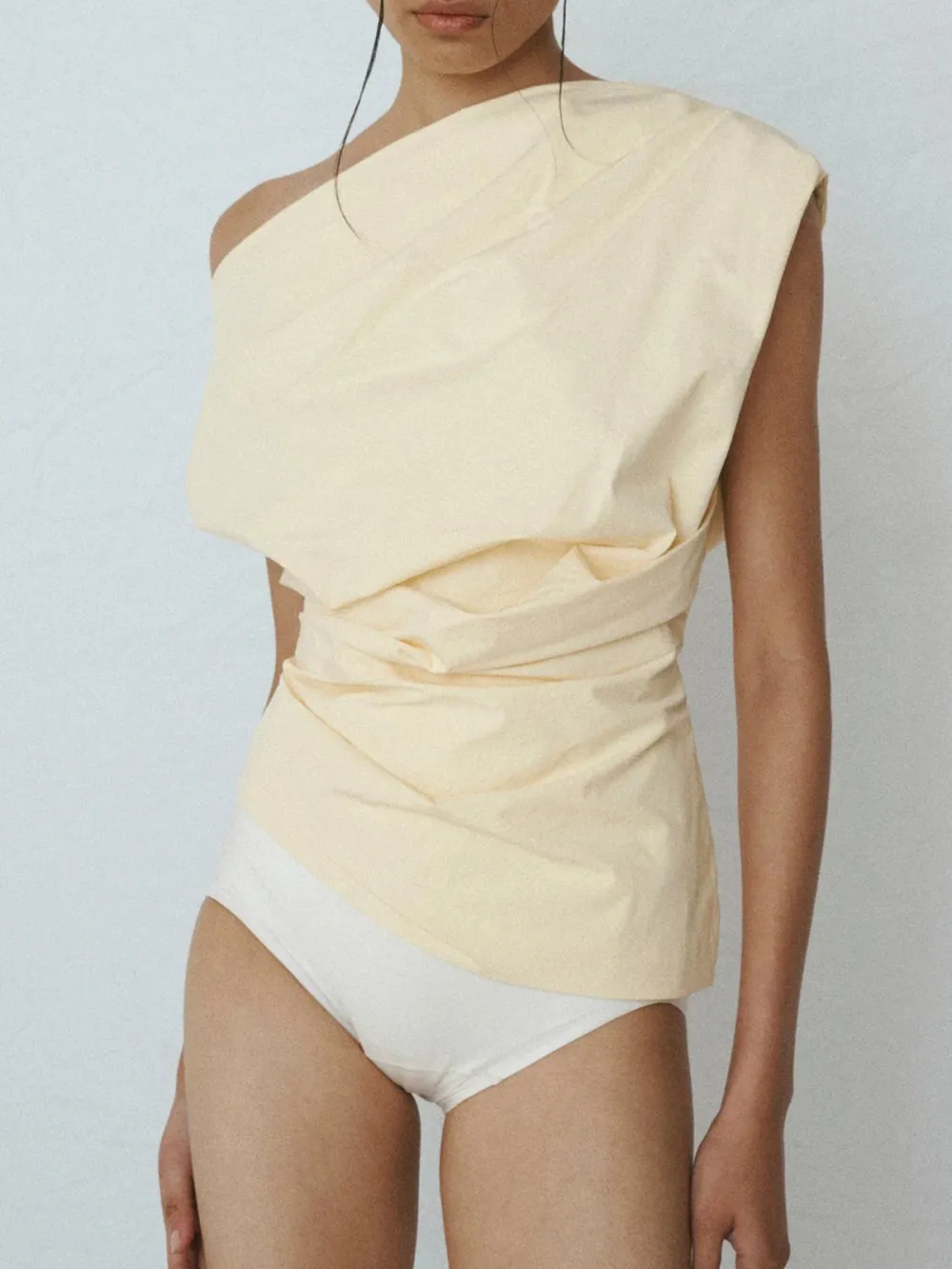 Casual Style One Shoulder Top Yellow