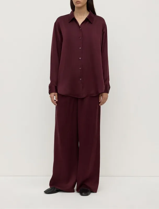 Merlot Silk Wide-Leg Pant