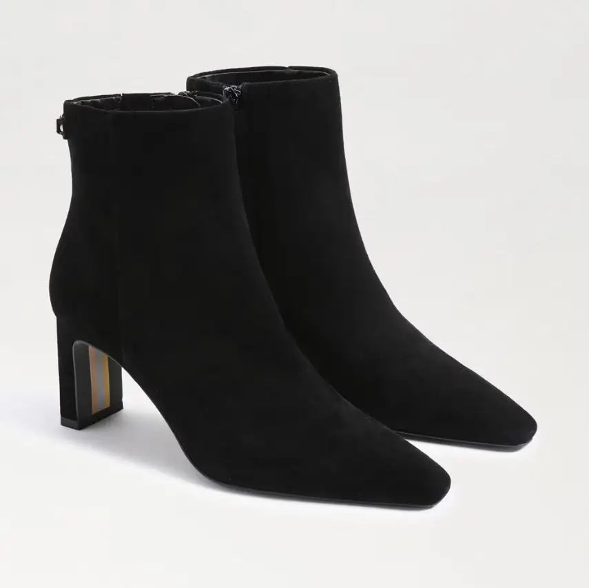 Ankle Side Zip Stacked Heel Booties