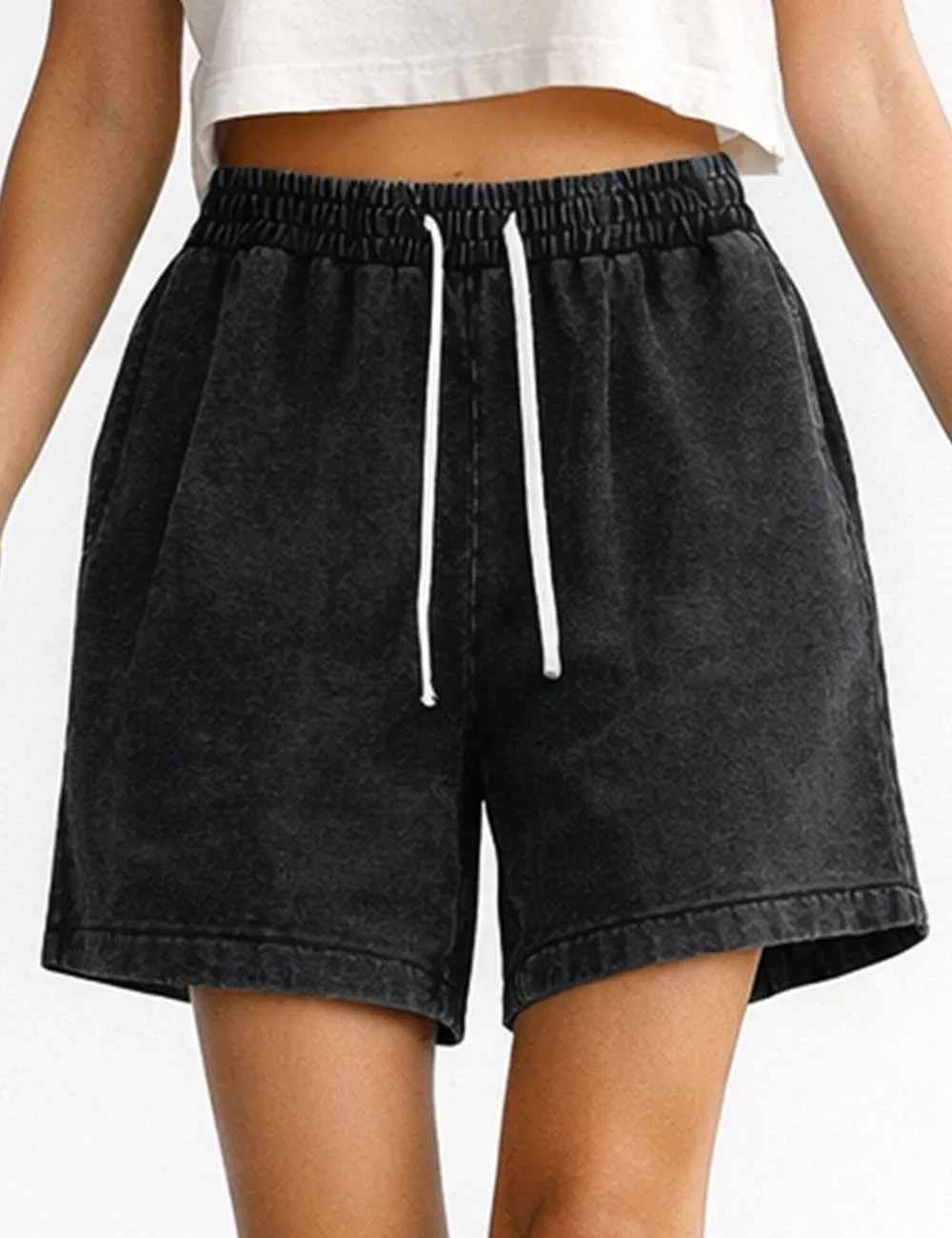 Vintage Washed Elastic Wide Leg Shorts