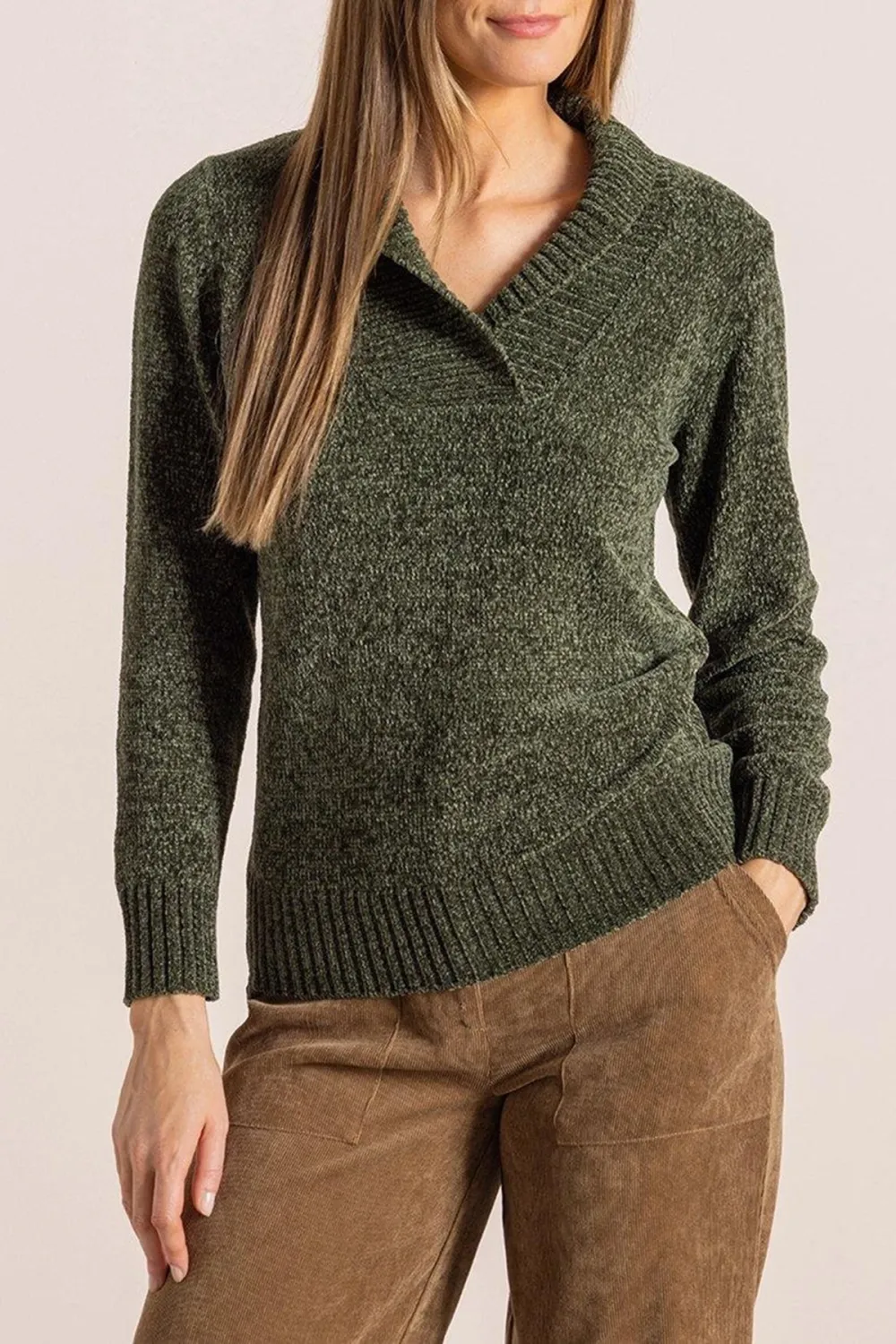 Fleece Knitted Lapel Top