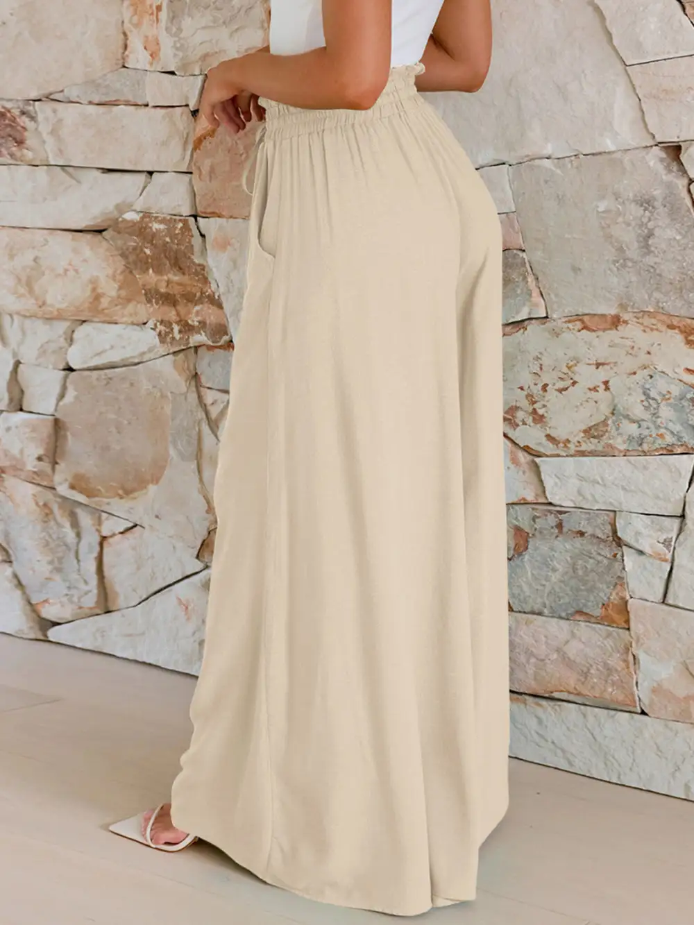Drawstring Wide Leg Pants With Pockets