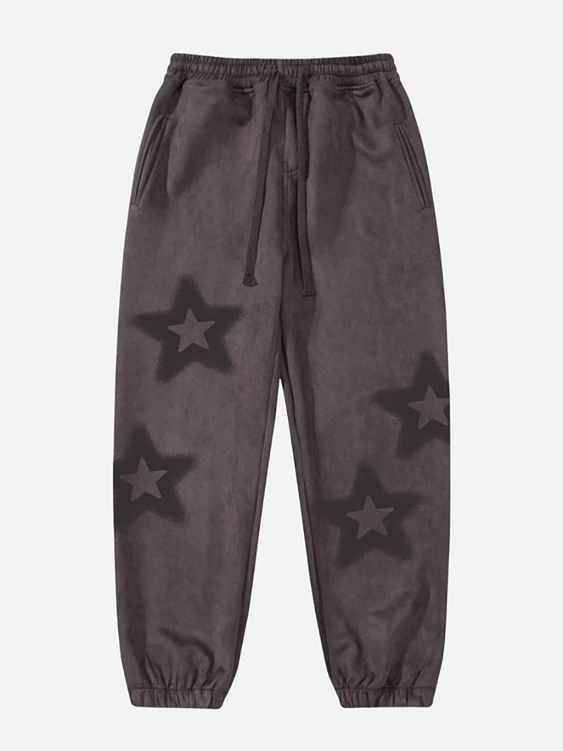 Star Print Drawstring Sweatpants