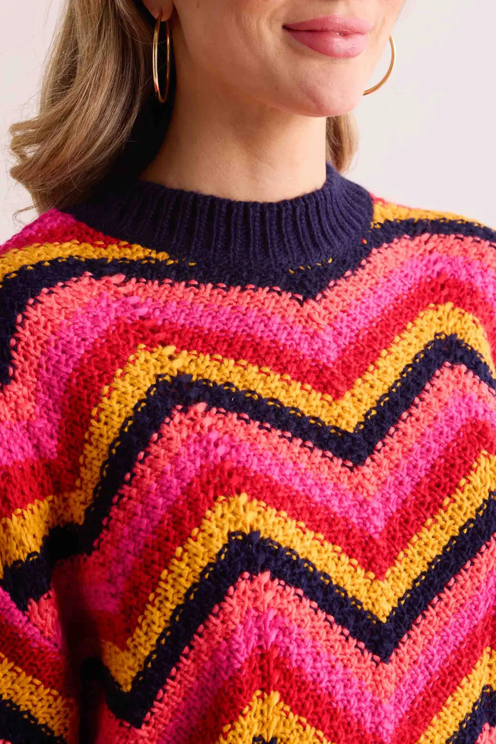 Multicolored Striped Crew Neck Sweater