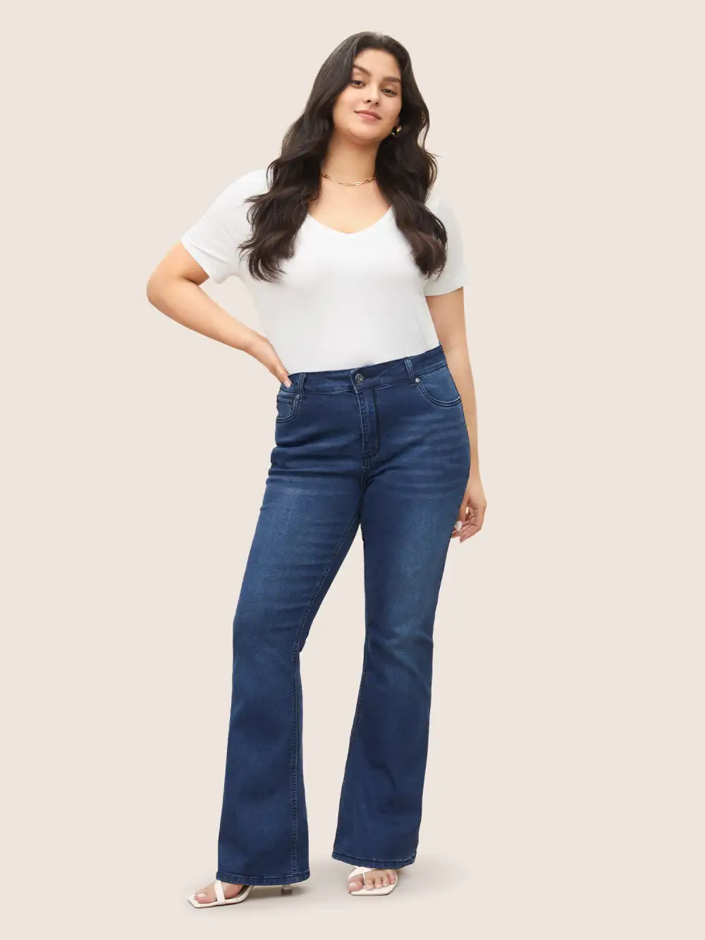 Bootcut Very Stretchy Mid Rise Medium Wash Sculpt Waist Jeans