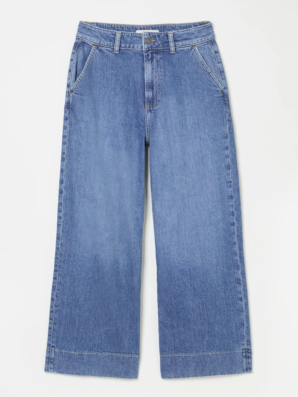 Hove Blue Denim Wide Leg Crop Jeans
