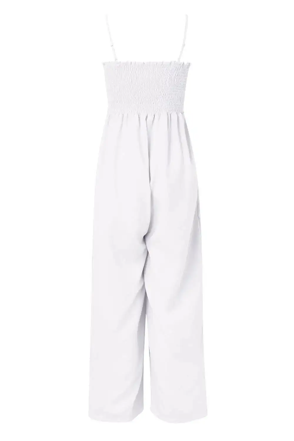 Smocked Strappy Wide Leg Jumpsuit