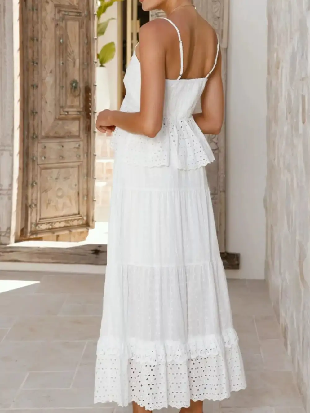 V Neck Lace Coordinated Set