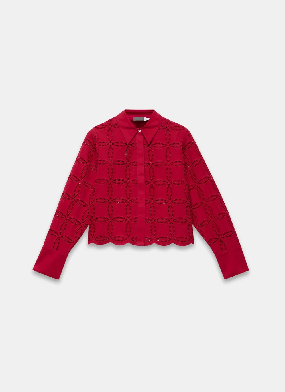 Casual Style Broderie Cropped Shirt
