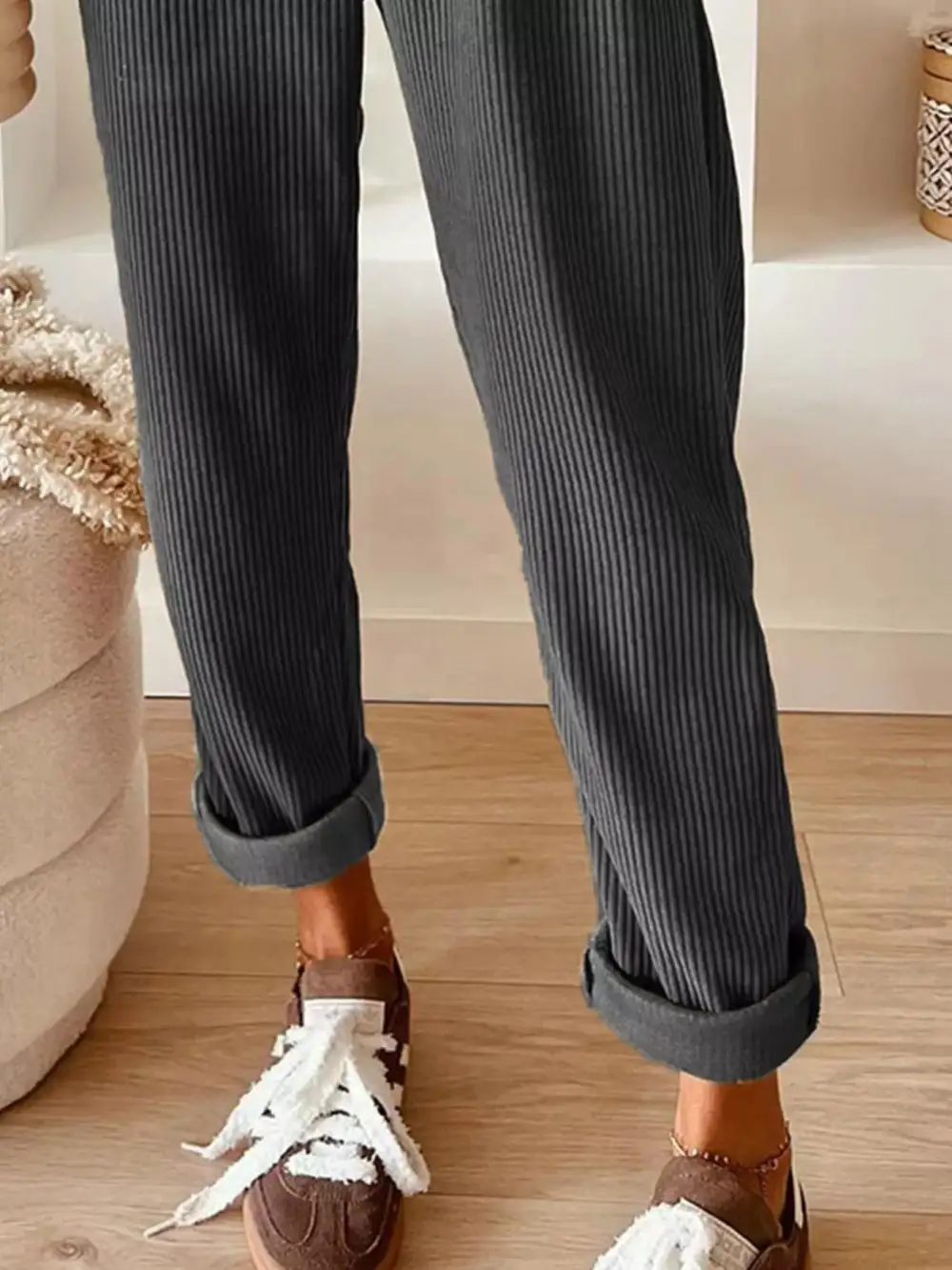 Corduroy Drawstring Waist Pants