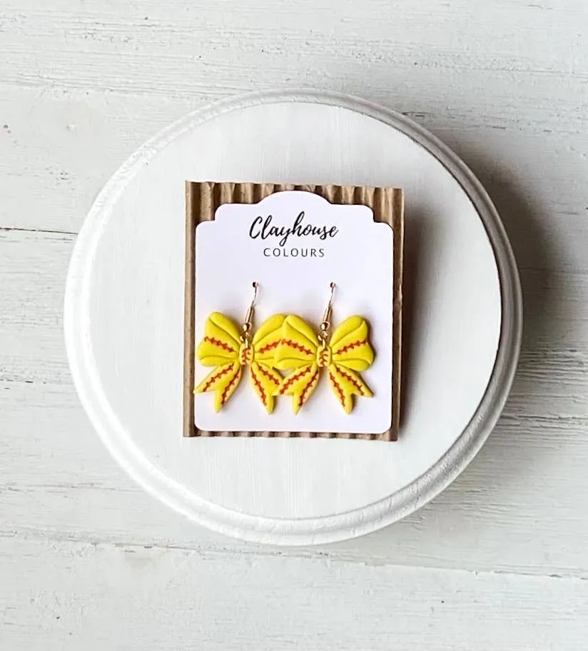 Baseball Softball Bow Earrings
