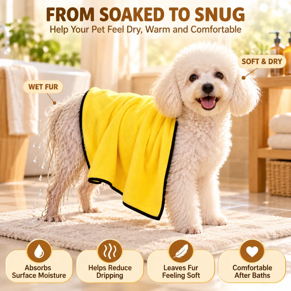 Quick-Dry Absorbent Coral Fleece Pet Bath Towel