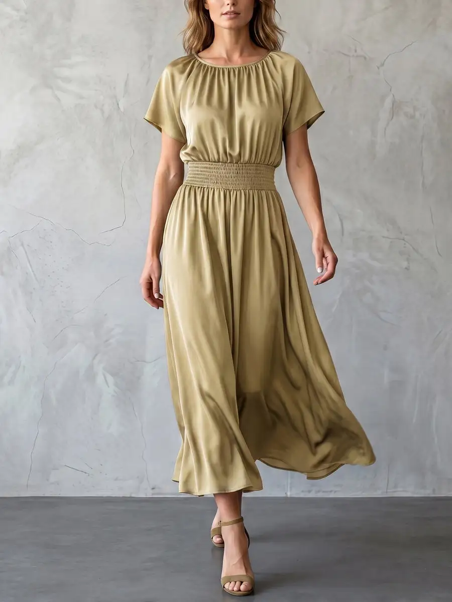 Batwing Sleeves Neck Maxi Dress