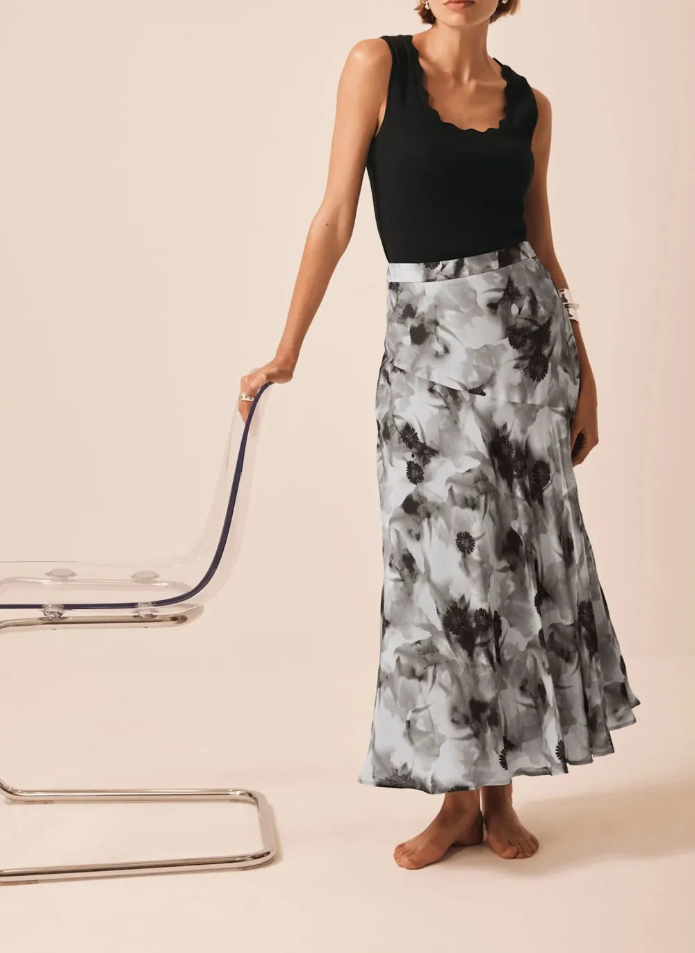 Casual Style Floral Print Midi Skirt