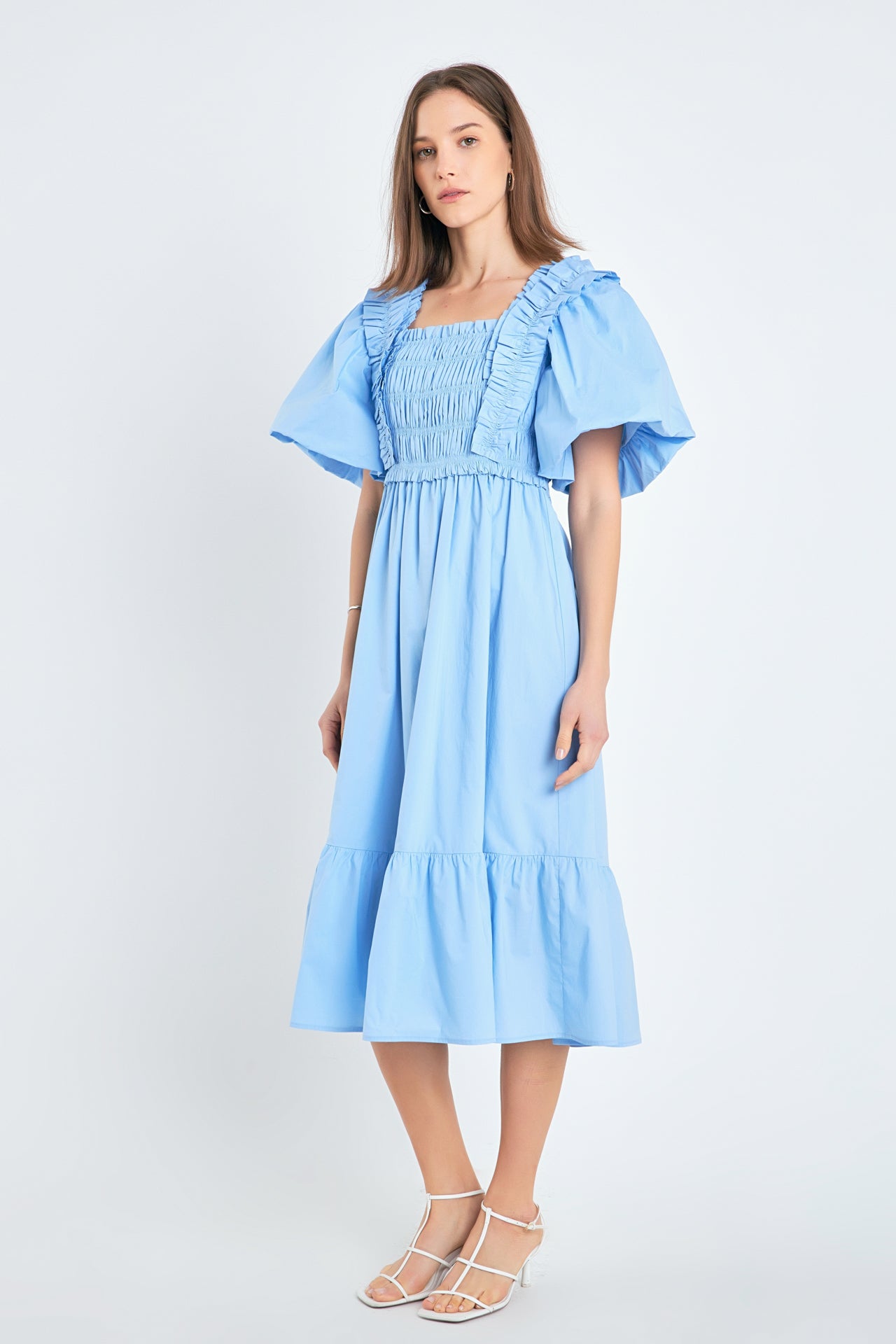 Puff Sleeve Midi Dress