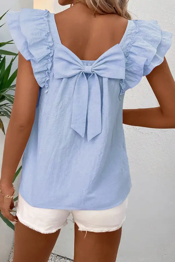 Relaxed Frill Detail Textured Blouse