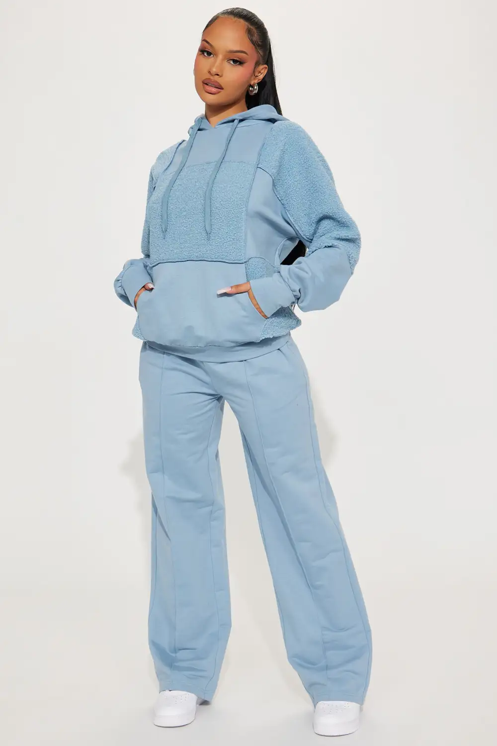 My Routine Sherpa Pant Set - Light Blue