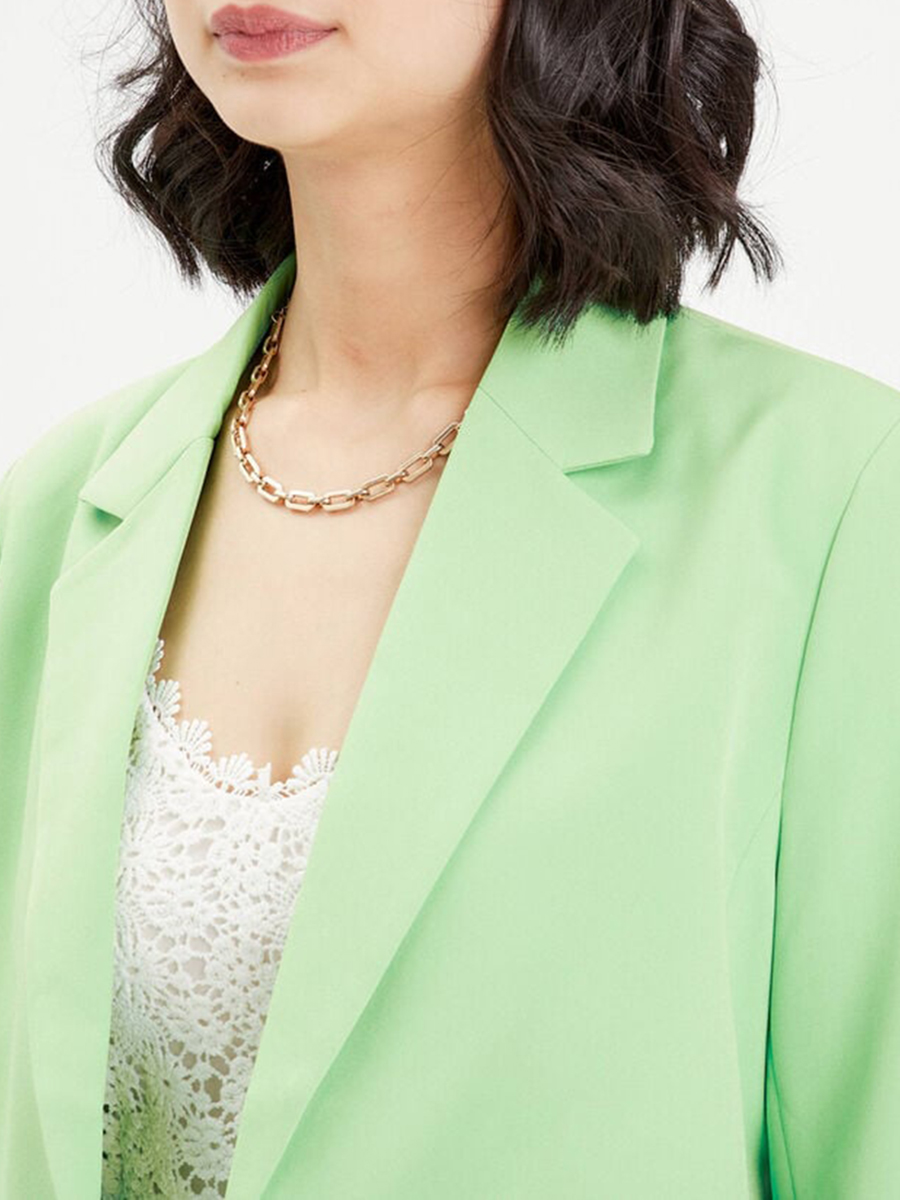 Veste blazer droite courte vert femme