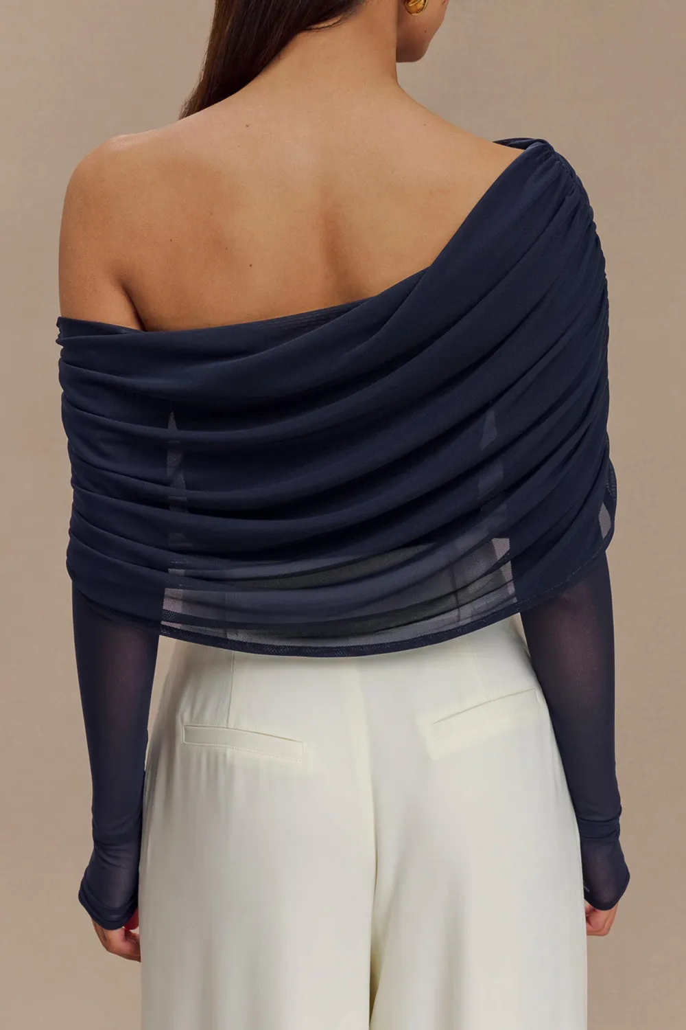 Sheer Mesh Off Shoulder Top