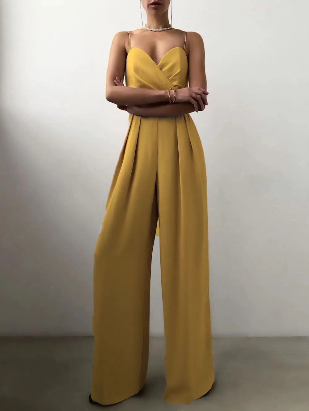 Spaghetti Strap Wide Leg Jumpsuit