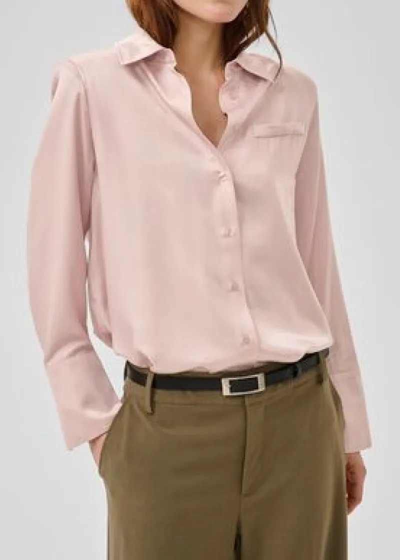 Satin Button Front Shirt