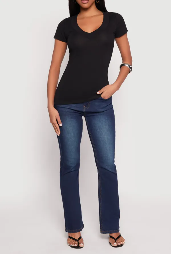 V-Neck Solid Color T-Shirt