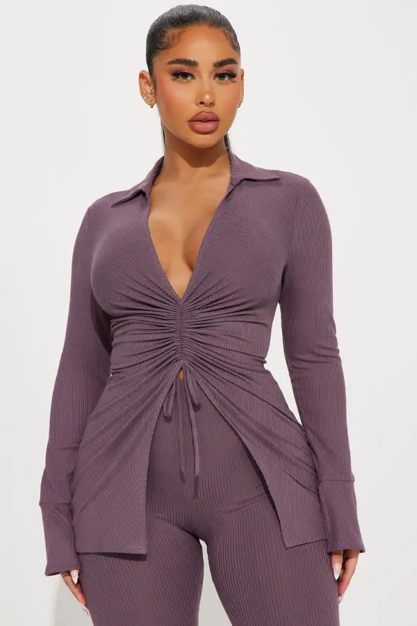 Miley Ribbed Legging Set - Plum