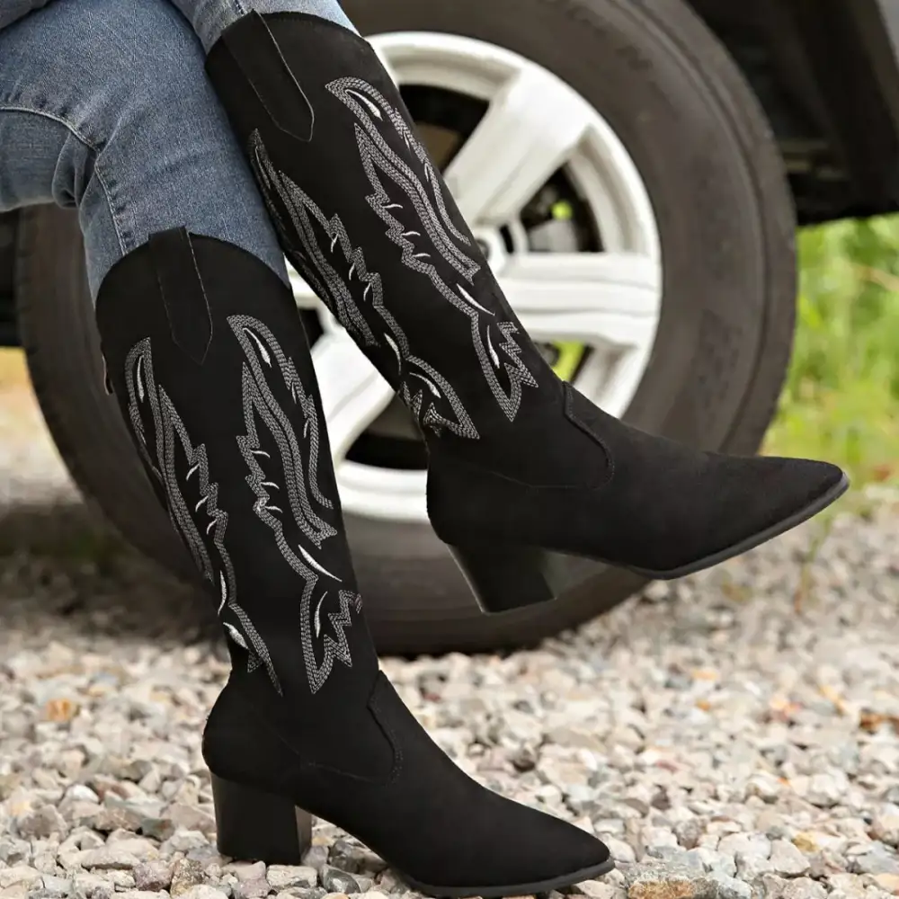 Refined Modern Pointed Toe Block Heel Boots