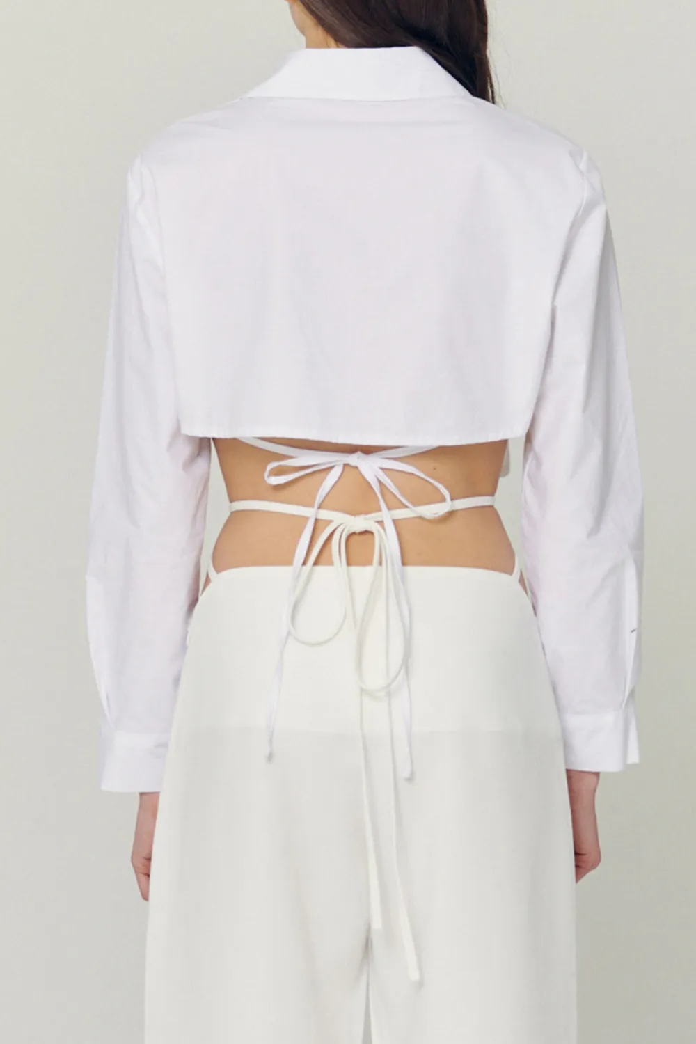 Mila Back String Crop Shirt