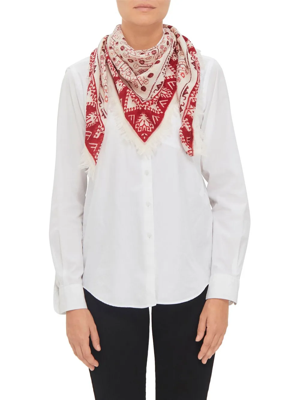Red Ethnic Printed Square Scarf