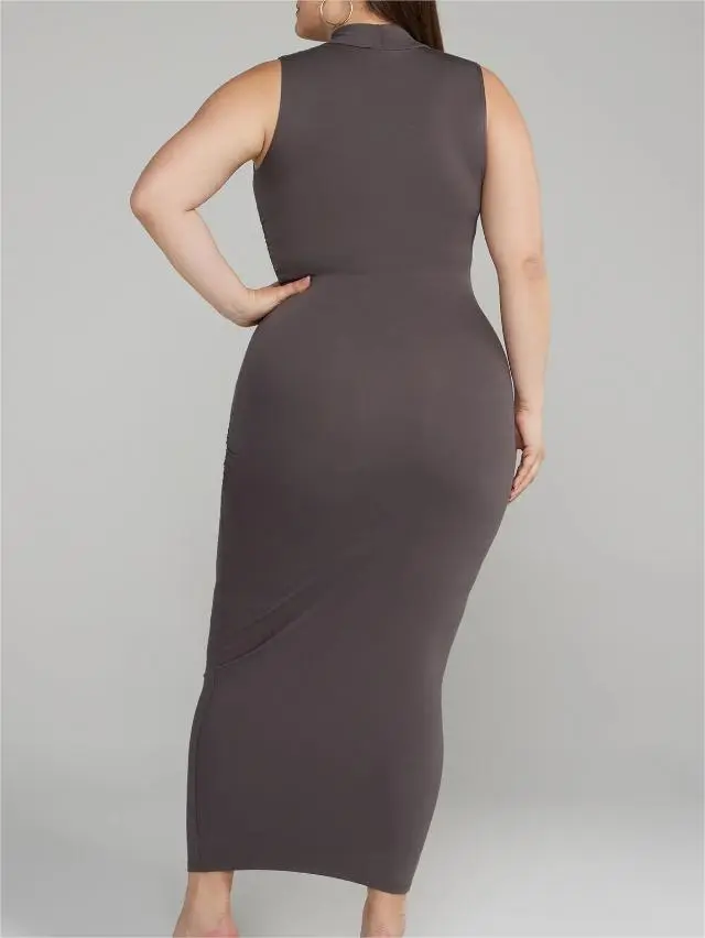 Mockneck Ruched Bodycon Dress