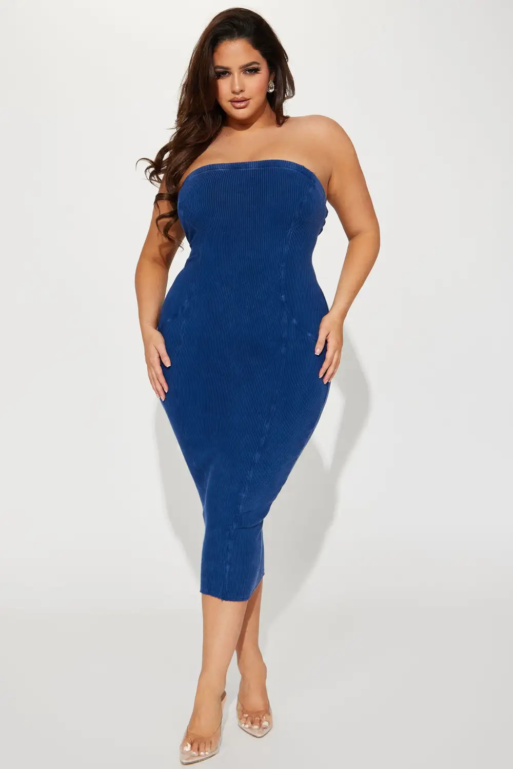 Ashlyn Mineral Wash Midi Dress - Blue
