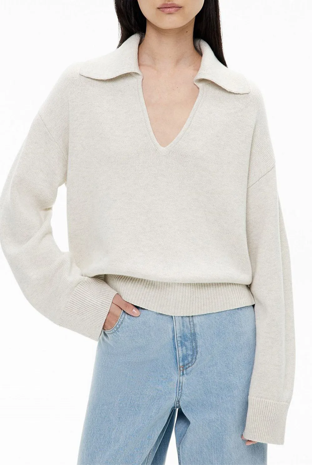 Deep V-Neck Blue Sweater