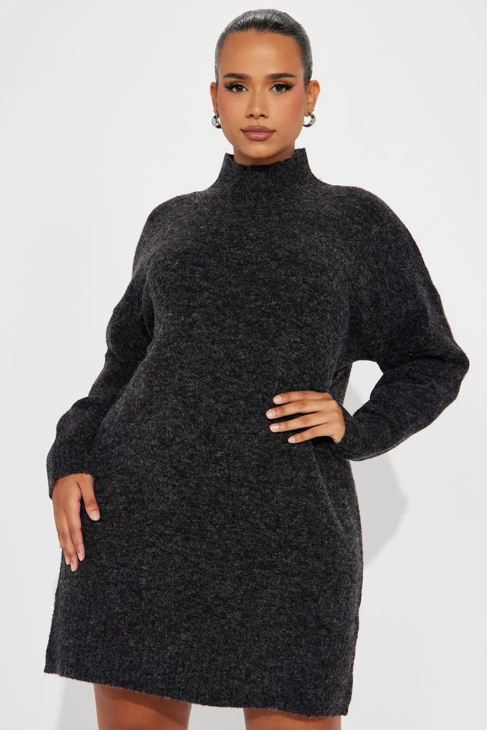 Manhattan Sweater Mini Dress - Charcoal