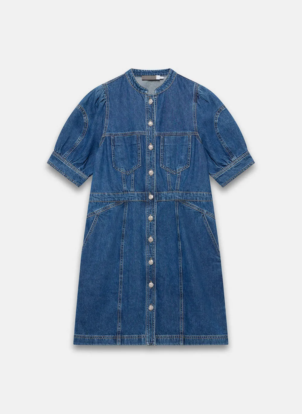 Casual Style Wash Denim Mini Dress