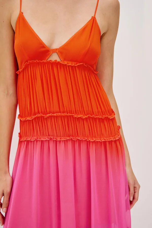 Gradient-Color V-Neck Casual Dress