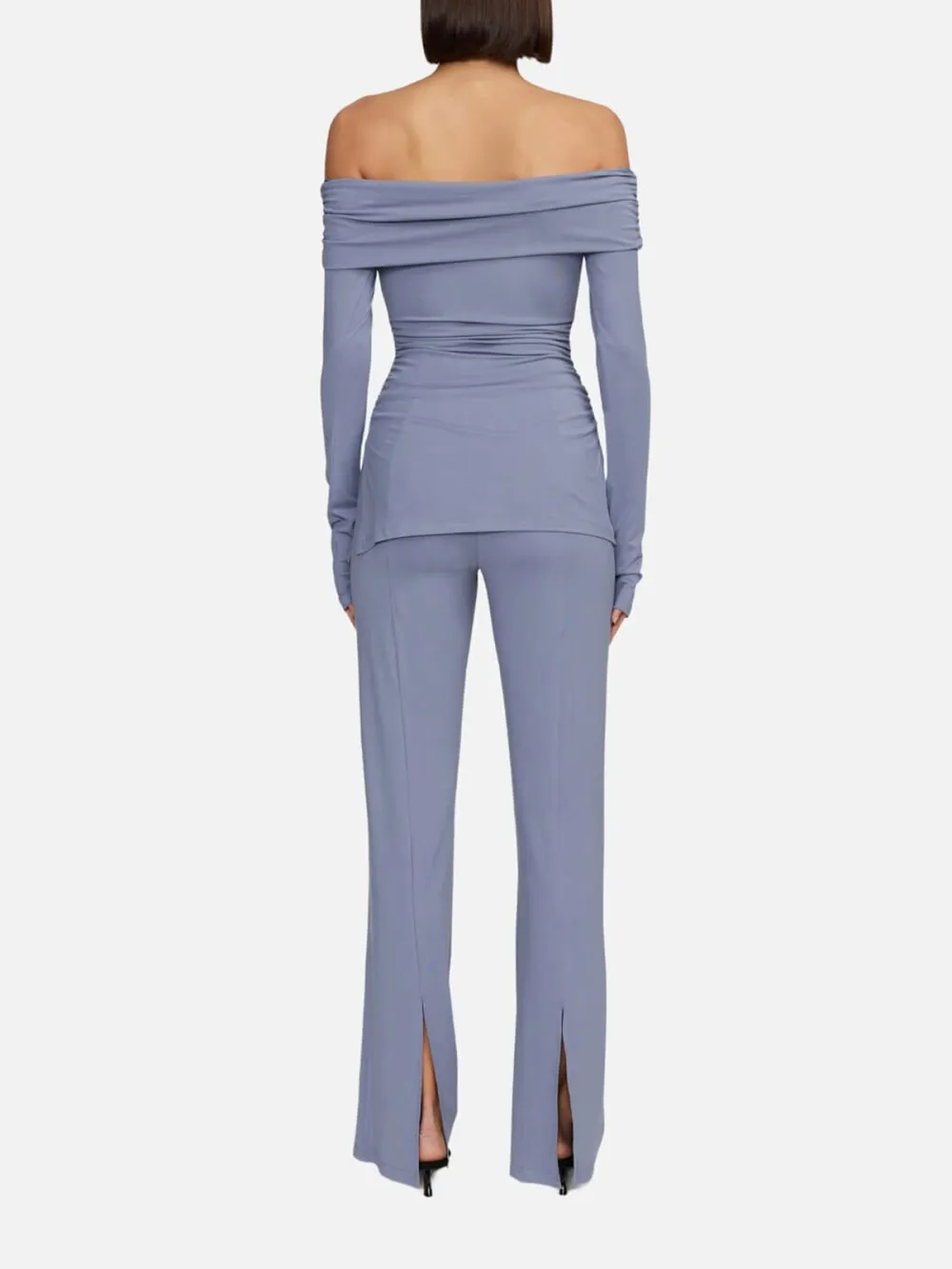 Slit Plain Straight Pants