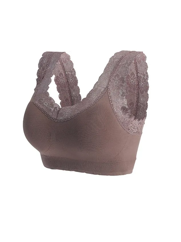 Breathable Comfortable Lace Detachable Cup Seamless  Bra