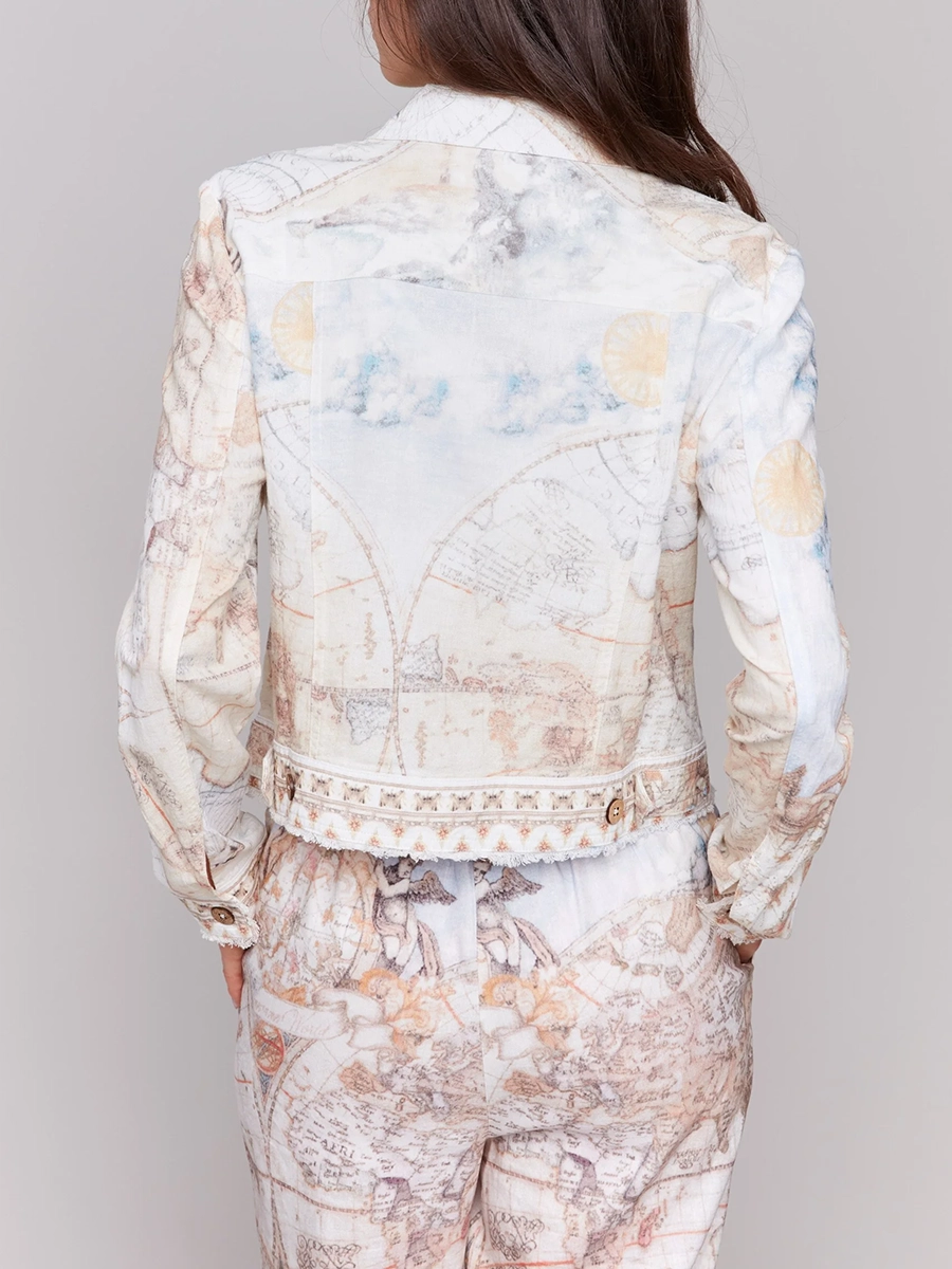 Women's Linen Jacket With Artistic Design