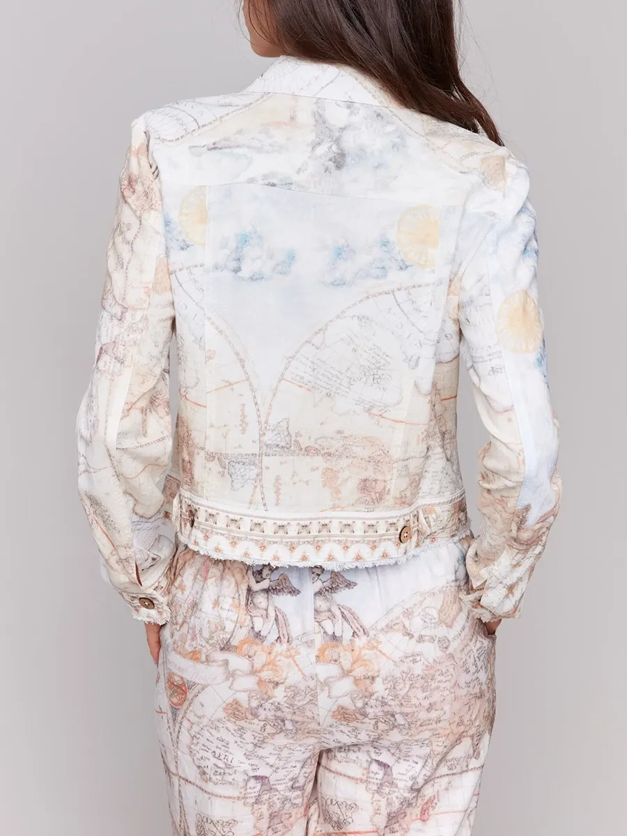 Women's Linen Jacket With Artistic Design