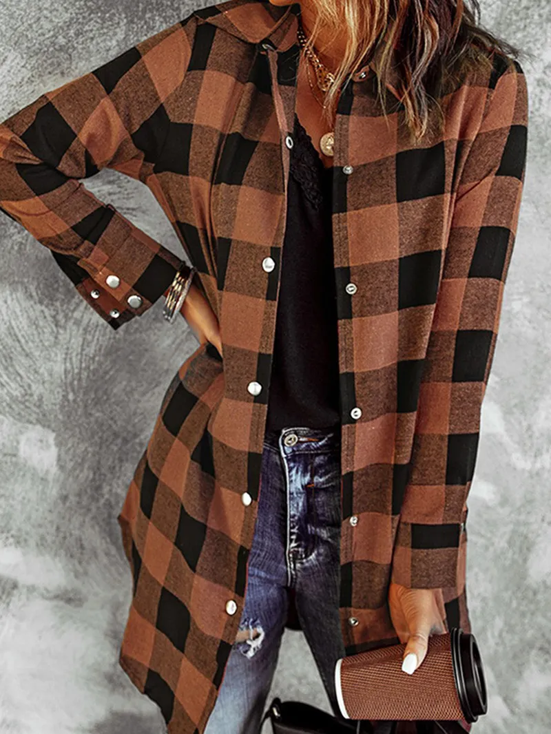 Casual retro contrast plaid jacket