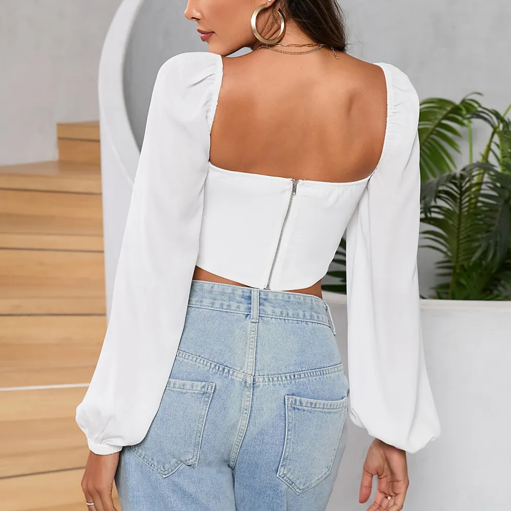 Backless Slim Fit Long Sleeve Top