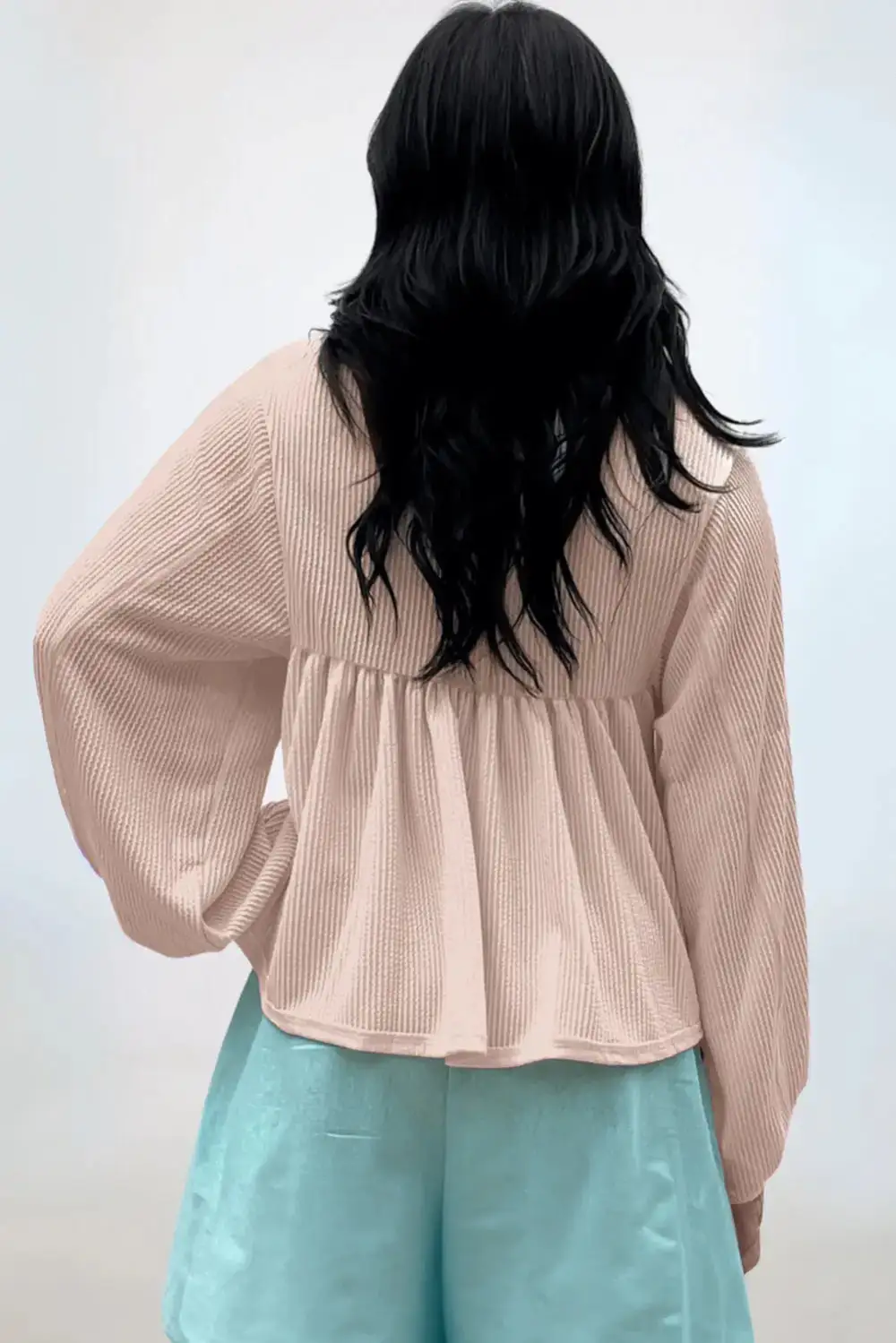 V-Neck Turn-down Collar Blouse