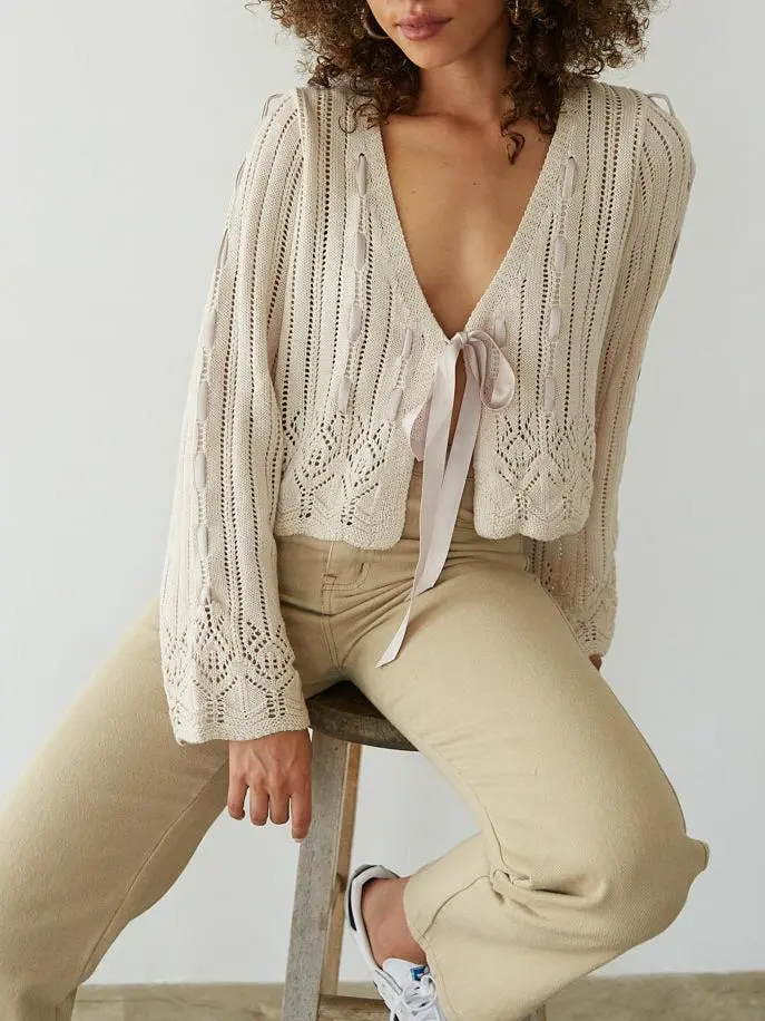 Crochet Ribbon Cardigan