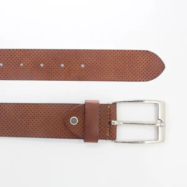 Perforated Metal Buckle Leather Belt