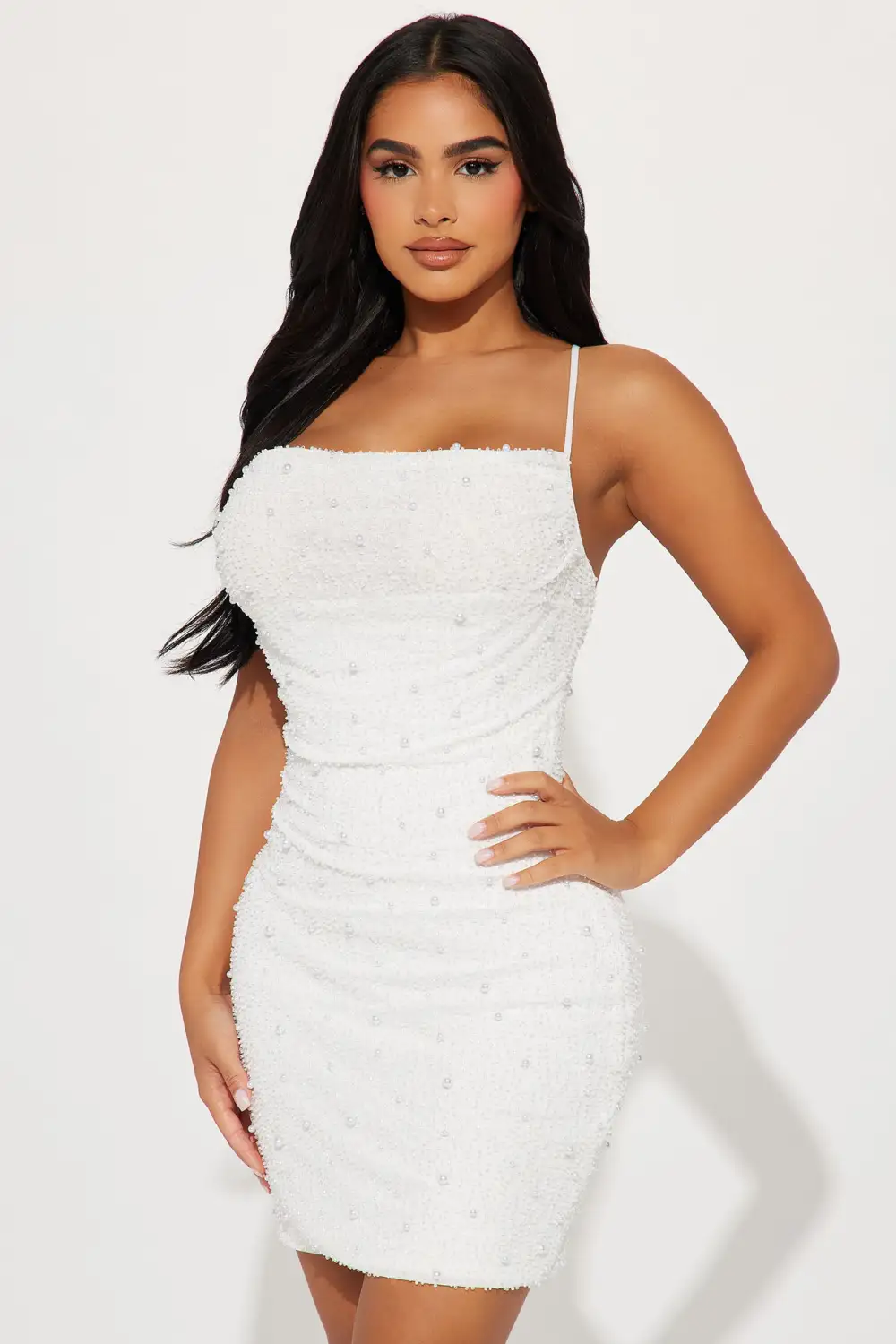 Pearlie Girl Embellished Mini Dress - White