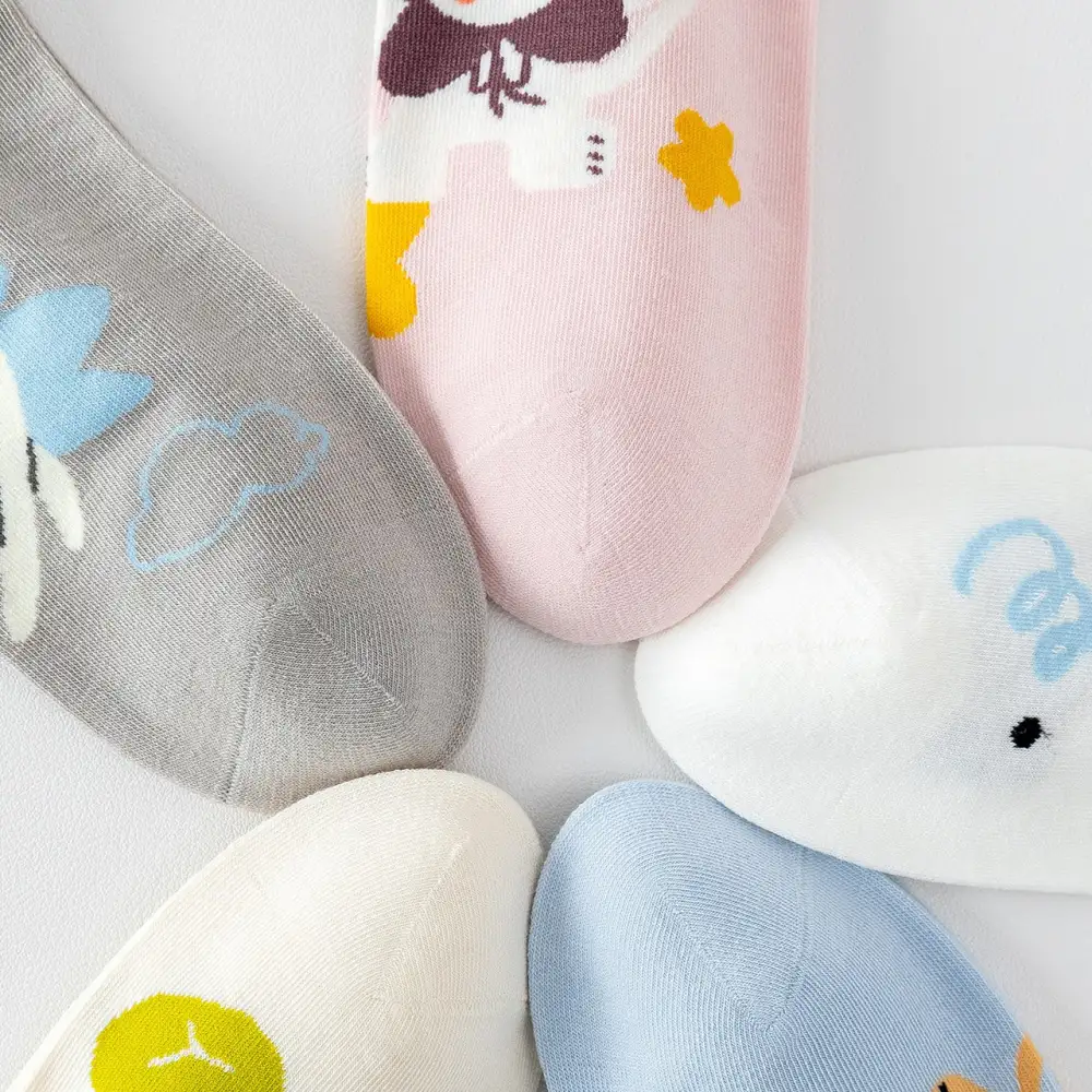 Playful Cartoon Animal Cotton Ankle Socks