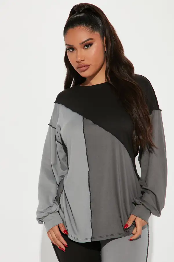 No Drama Colorblock Legging Set - Grey/combo